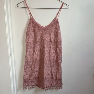 Textured Floral Pink Flapper Dress